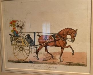 Set of 4 19th Century Hand-Painted Horse Etchings Published by Thomas McLean. Photo 3 of 5.