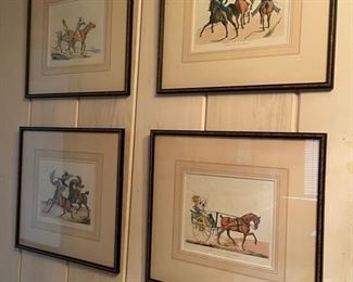Set of 4 19th Century Hand-Painted Horse Etchings Published by Thomas McLean. Photo 1 of 5.
