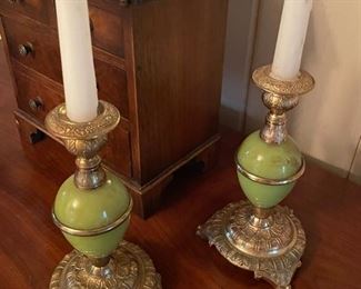 Pair of Gilt Bronze Candleholders.