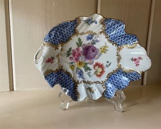 Herend Printemps Blue Scallop Edge Tray.