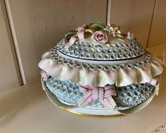 English or French Bisque Porcelain with Gold Trim on Base. Circa 1800s to early 1900s. Photo 1 of 3.