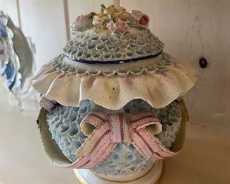 English or French Bisque Porcelain with Gold Trim on Base. Circa 1800s to early 1900s. Photo 2 of 3.