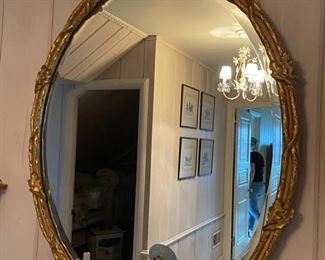 Acorn Oval Gold Mirror. Antique Gold Leaf over Wood. Measures Approximately 35.5" H x 26" W.