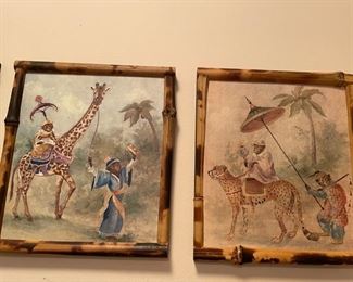 Set of Four Monkey Prints in Bamboo Frames. Photo 1 of 6.