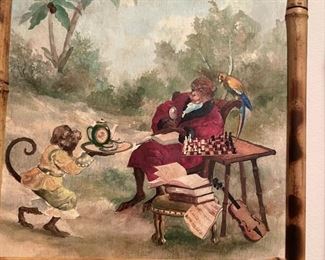 Set of Four Monkey Prints in Bamboo Frames. Photo 3 of 6.