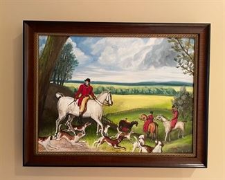 Fox Hunt Oil Painting. Signed by Artist.