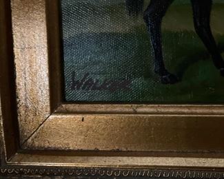 Horse Oil Painting by Walker. Measures 9” x 8” without frame. With Frame 18” x 17”. Photo 4 of 4.