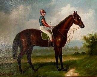 Horse Oil Painting by Walker. Measures 9” x 8” without frame. With frame 18” x 17”. Photo 3 of 4.