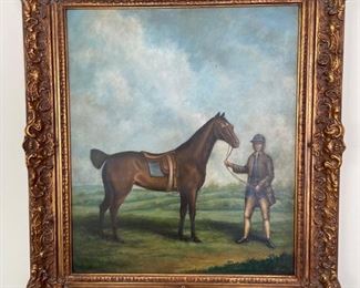 Horse and Rider Oil Painting Signed by Artist. Measures 19” x 22” without Frame; 27” x 30” with Frame. Photo 1 of 2.