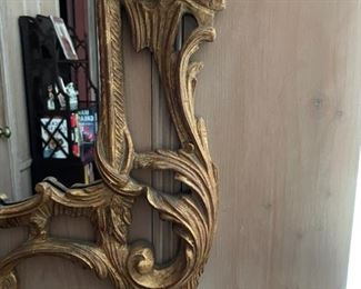 Antique Gilt Wood Mirror. (PLEASE NOTE, WE MODIFIED GLASS ELECTRONICALLY TO REMOVE REFLECTION) Measures 50" x 30". Photo 3 of 3.