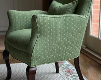 Pair of Green Upholstered Chairs. Each Measures 23" W x 25" D. Photo 2 of 4.