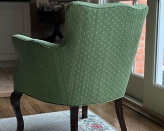 Pair of Green Upholstered Chairs. Each Measures 23" W x 25" D. Photo 3 of 4.