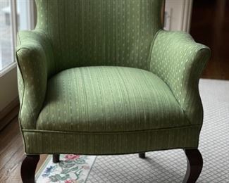 Pair of Green Upholstered Chairs. Each Measures 23" W x 25" D. Photo 1 of 4.