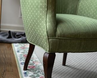 Pair of Green Upholstered Chairs. Each Measures 23" W x 25" D. Photo 4 of 4.