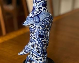 Antique Chinese Blue & White Porcelain Figurine of Woman. Measures 10” H. Photo 2 of 3.