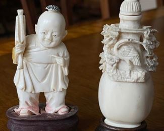 Miniature Carved Bone Snuff Bottles.