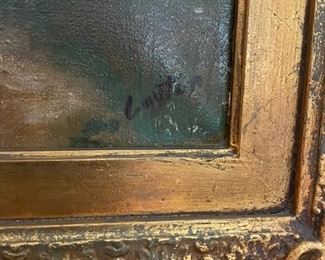 Oil Painting of Figures and Cows in Pasture. Signed by Artist. Photo 2 of 2.