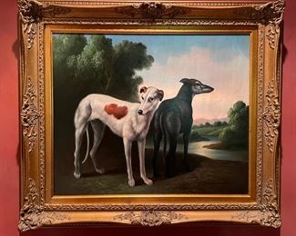 Oil Painting of Dogs. Signed by Miller. Measures 23" x 19" without Frame; 30" x 26" with Frame. Photo 1 of 2.