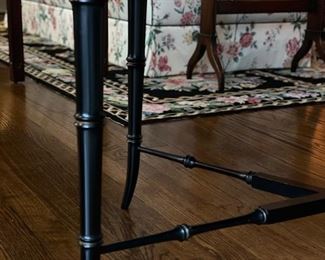 Ebony Tray Table Scallop Edge, Gilt Stenciling and Faux Bamboo Legs. Measures 33" x 26" x 18" H. Photo 3 of 3.