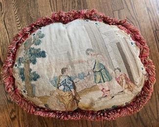 Antique Tapestry Pillow with Fringe Trim - 2 Available. Photo 2 of 2.