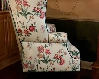 Floral Upholstered Wing Back Chair with Down-Filled Cushions. Photo 2 of 3.