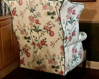 Floral Upholstered Wing Back Chair with Down-Filled Cushions. Photo 3 of 3.