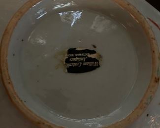 Antique Chinese Plate with Slight Chip - Koi with Lily Pads & Lotus Flower Decor. 18th Century. Measures 4" D. Photo 2 of 3.