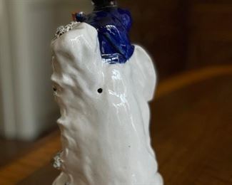 Antique Scottish Staffordshire Figurine with Bagpipes. Measures 11" H x 3. 5” W. Photo 2 of 2.