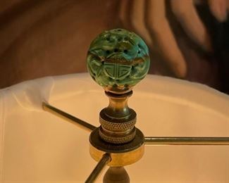 Tiffany Blue-Colored Vase with High-Quality, Hand-Painted Botanicals. Turned into Lamp. Measures 15" H; 30" H with Shade. Photo 4 of 4.