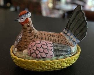 Glazed Ceramic Hen Tureen. Photo 1 of 3.