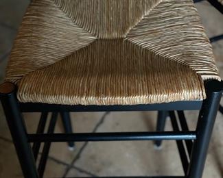 Pair of Ebony Rush-Seat Counter Stools. 25" H Seat Height. Photo 2 of 2.