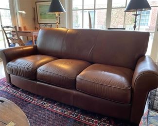 Leather 3-Seat Sofa. Measures 84" W x 36" D. Photo 1 of 2.