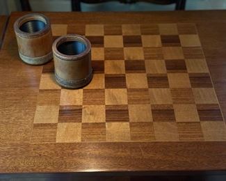 Vintage Game Checker / Chess / Backgammon Game Table with Two Pull-Out Drink Trays. Photo 3 of 4.
