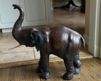 Leather Elephant. Measures approximately 30" W x 30" H. Photo 1 of 3.