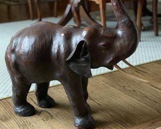 Leather Elephant. Measures approximately 30" W x 30" H. Photo 3 of 3.