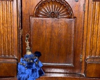 Antique Chippendale-Style Front-Hall, Slant-Front Drop Leaf Desk with Four Serpentine Drawers. Photo 2 of 3.