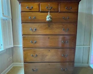 Vintage 8-Drawer Tall Boy Chest of Drawers.