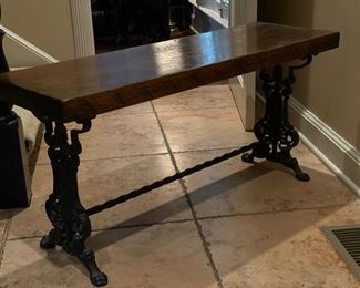 Wrought Iron Bench with Solid Wood Seat. Photo 1 of 3.