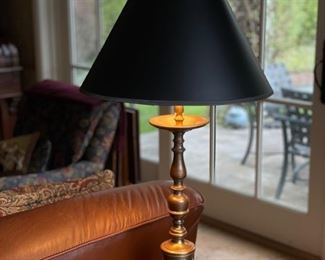 Bronzed Metal (Brass) Table Lamp - 2 Available. Measures 32" H from Base to Finial. Photo 1 of 2.