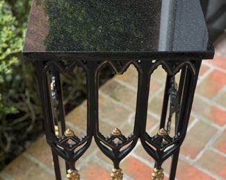 Wrought Iron Gate Side Table with Marble Top. Measures 12" W x 6" D x 26" H. Photo 3 of 3.
