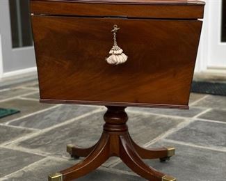 Antique English Mahogany Cellarette with Original Liner. Circa 1840. Measures 22" W x 14" D x 30" H. Photo 1 of 4.