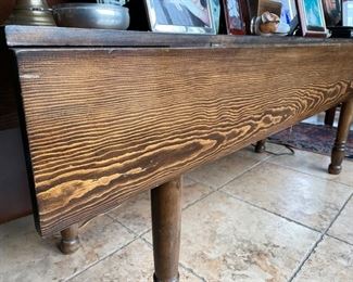 English Pub Table with Drop Leaf Sides. Measures 72" W x 23" D; two 9" W leaves. Photo 1 of 3.