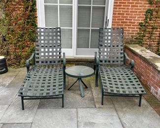 Pair of Metal Chaise Loungers.