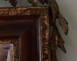 Antique English Hand-Carved Walnut Federal Style Mirror with Gold Gilding. Excellent Condition. Measures 30" x 50." Photo 5 of 7.