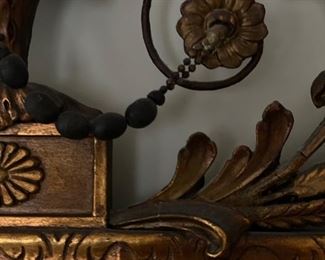 Antique English Hand-Carved Walnut Federal Style Mirror with Gold Gilding. Excellent Condition. Measures 30" x 50." Photo 6 of 7.