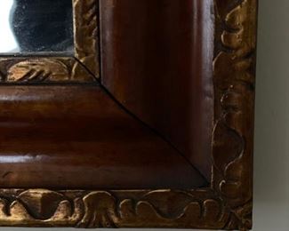 Antique English Hand-Carved Walnut Federal Style Mirror with Gold Gilding. Excellent Condition. Measures 30" x 50." Photo 7 of 7.