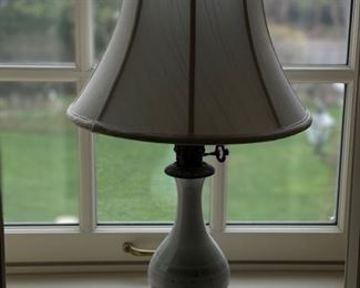 Pair of Porcelain Vases tuned Lamps. Has Brass Base and Brass Key Switch Photo 1 of 2.