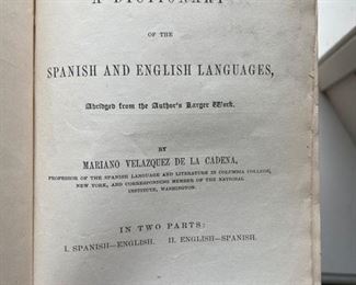 Noteworthy Antique Books: A Dictionary of Spanish And English Languages. Photo 4 of 8.