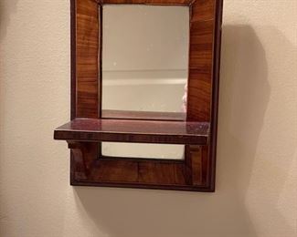 Pair of Mirrored Mahogany Wall Brackets. Each Measures 8" x 5."