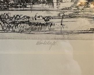 Original Pen & Ink. Measures 7" x 9" without Frame; 13" x 15" with Frame. Photo 2 of 2.